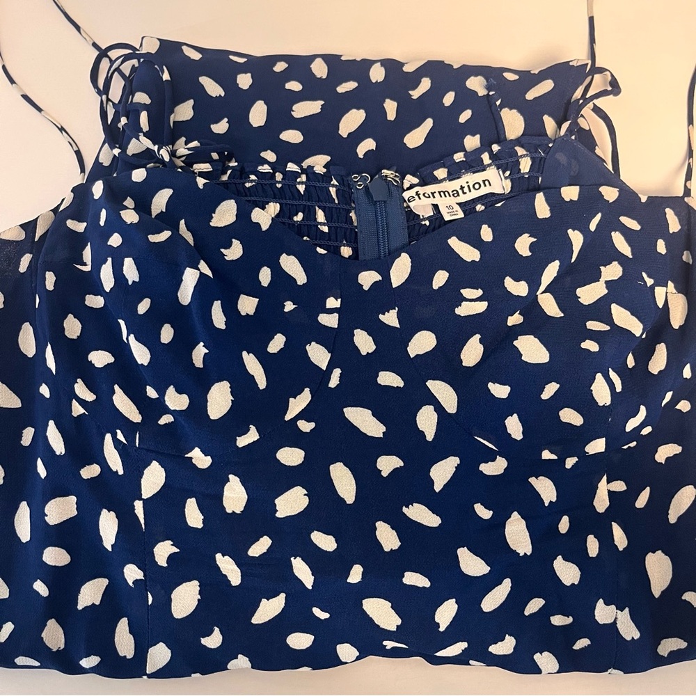 Reformation Blue and White Midi Dress